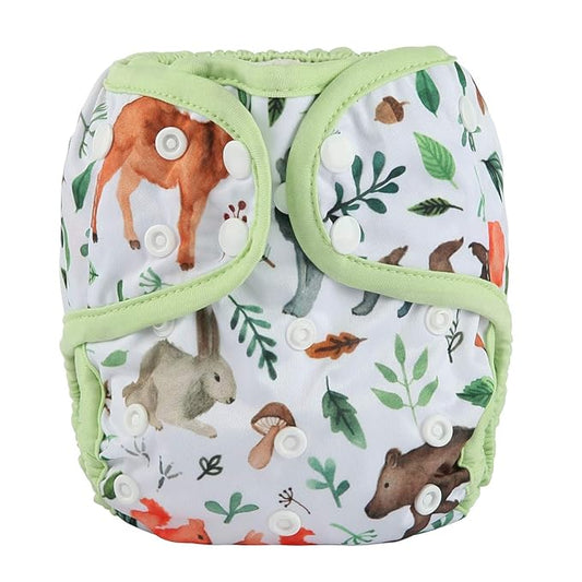 Baby Diaper Cover Nappy One Size 10lbs to 36lbs (Watercolour Animals)