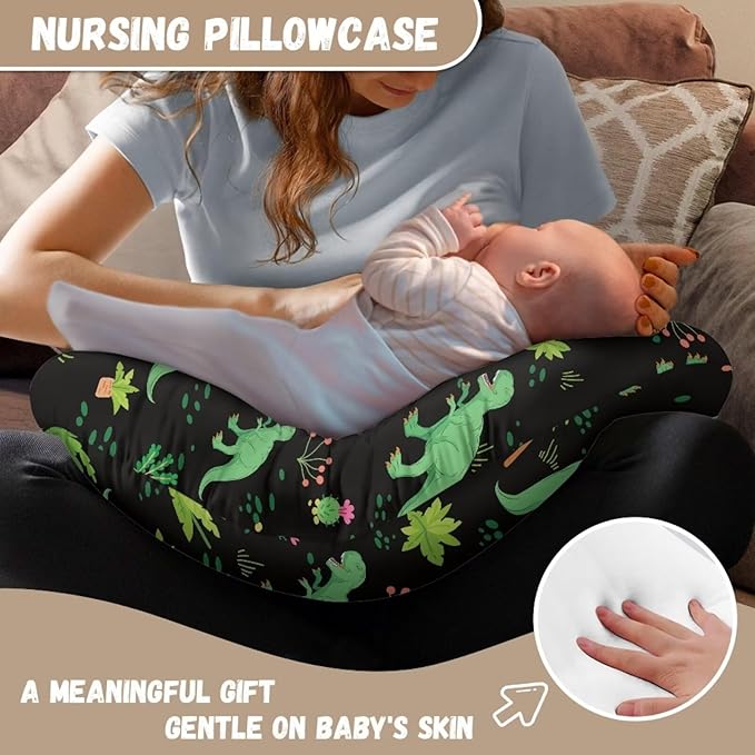Nursing Pillow Cover with Hidden Zipper Dinosaur Super Soft for Moms/Baby Nursing Pillow Cover Stretchy Removable Cover for Breastfeeding Pillows