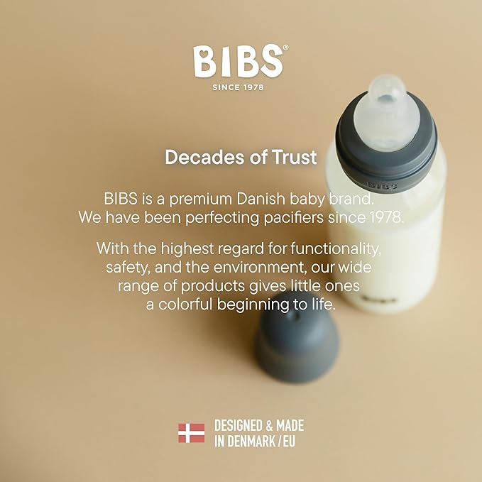 BIBS Baby Bottle 5 oz / 150 ml Silicone Nipple - Anti-Colic, BPA-Free, Round Nipple, Slow Flow, Lightweight & Easy to Clean, Suitable for Newborns 0+ Years - Blush