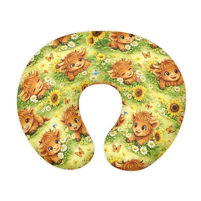 Jeiento Soft Nursing Pillow Covers Cartoon Highland Cow Pillow Covers Soft Adorable Slipcover with Zipper Soft Comfortable Breastfeeding Pillow Slipcovers for Mother