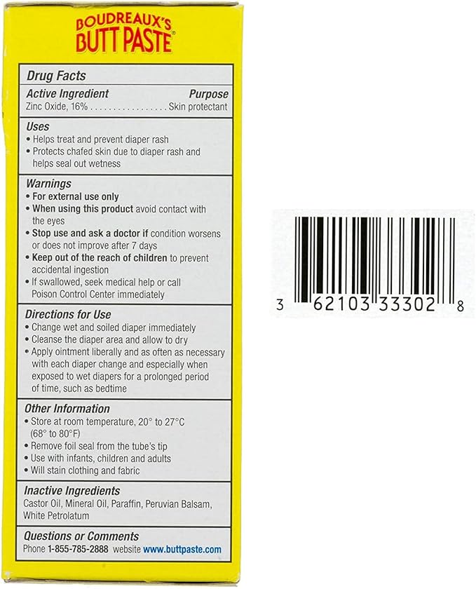 Boudreaux's Butt Paste, Original Diaper Rash Ointment 2.0 oz.(pack of 1)