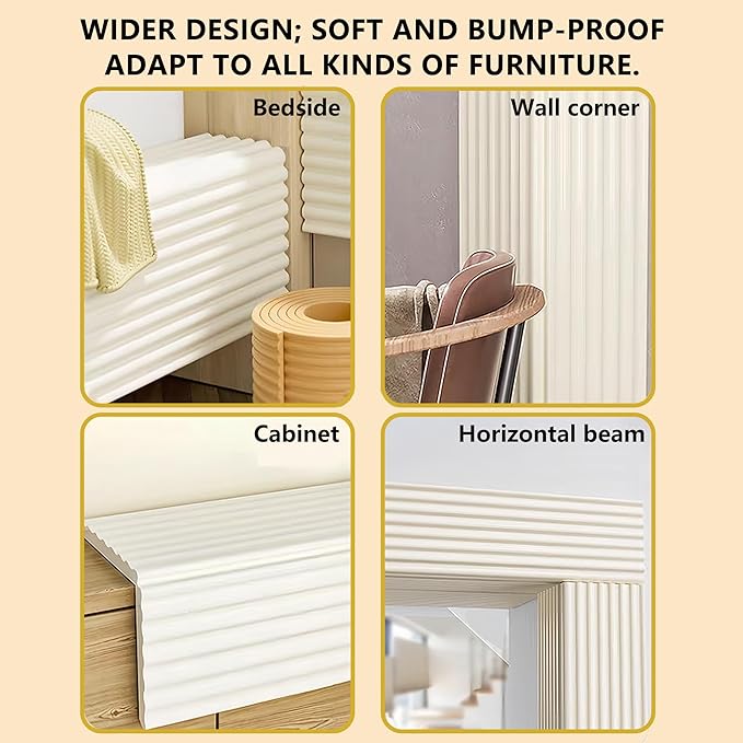 6.5ft x 3.15" x 0.31" Baby Edge Corner Protector, Extra Thick Soft Foam with Strong Adhesive Double-Sided Tape, Safety Guards for Tables, Desks, Beds, Cabinets & Fireplace (Brown)