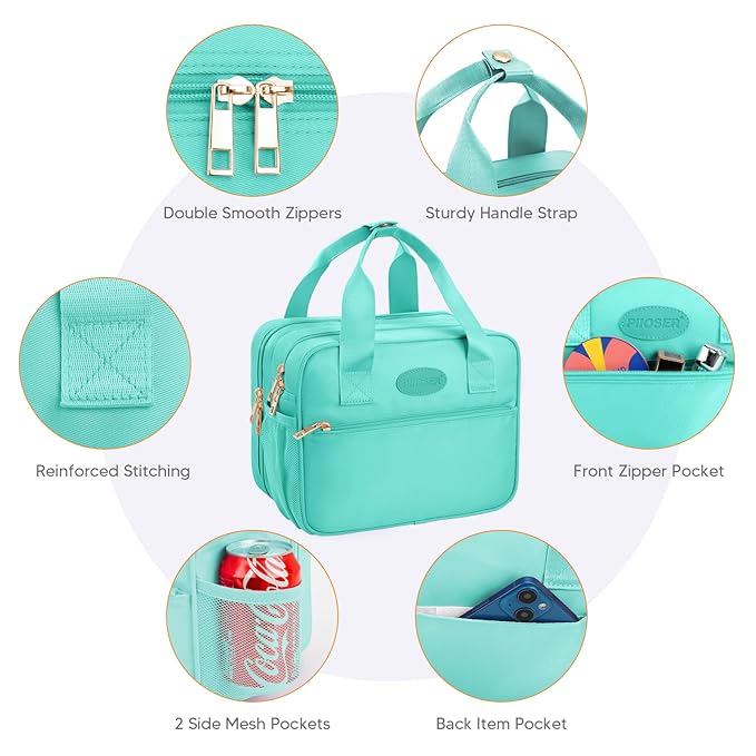 PIIOSER Breastmilk Cooler Travel Bag with Ice Pack, Compatible with Wearable Breast Pumps & Accessories - Portable Hands Free Breast Pump Carrying Case for Nursing & Working Moms, Green