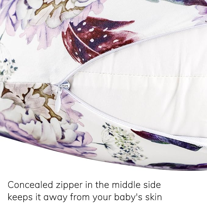 Purple Floral Wisteria Nursing Pillow Cover, Nursing Pillowcase Set for Baby boy or Baby Girl, Nursing Pillow slipcover Cushion Cover, Soft Fabric for snuggling Baby, Suitable for Nursing Pillows