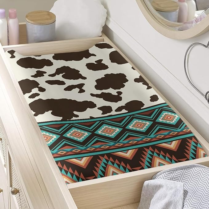 Changing Pad Cover Set, Ethnic Cow Print Breathable and Comfortable Changing Pad Cover for Boys and Girls