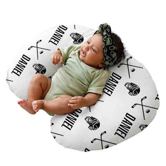 Dyoart Baby Nursing Pillow Cover, Custom Breastfeeding Bottle Pillow Slipcover, Personalized Gift for Infant Boys Girls,Hockey Pattern, Ultra Soft Comfortable(one Size)