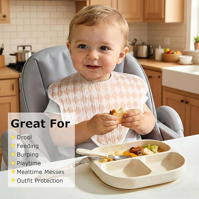 Muslin Bibs for Baby Girl Boy 6 Pack, 100% Cotton Extra Soft Absorbent Bandana Baby Bibs for Drooling and Teething Toddler Baby Girl Newborn Essentials Gifts