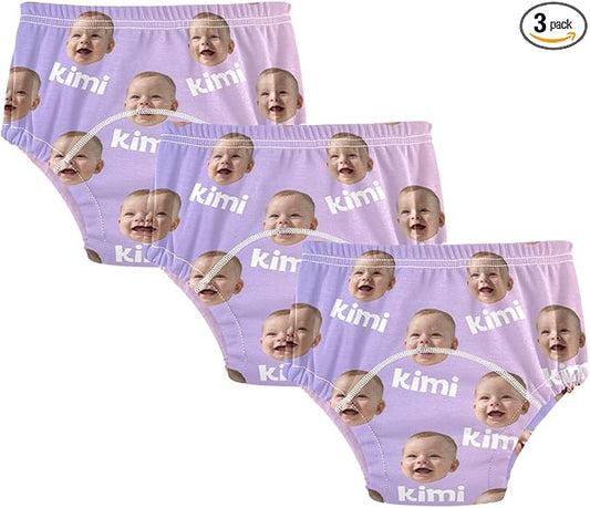 Joko Ivery 1 Purple Pink Gradient Custom Potty Training Pants Unisex Traning Potty Panty for Girls Boys Toddlers 2T 3Pcs