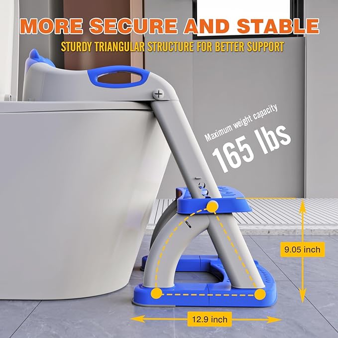 Potty Training Seat with Step Stool Ladder, Toddler Toilet Seat for Boys Girls, Adjustable 6 Heights Fits Round & Elongated Toilets, Anti-Slip Pads & Leak-Proof Guard