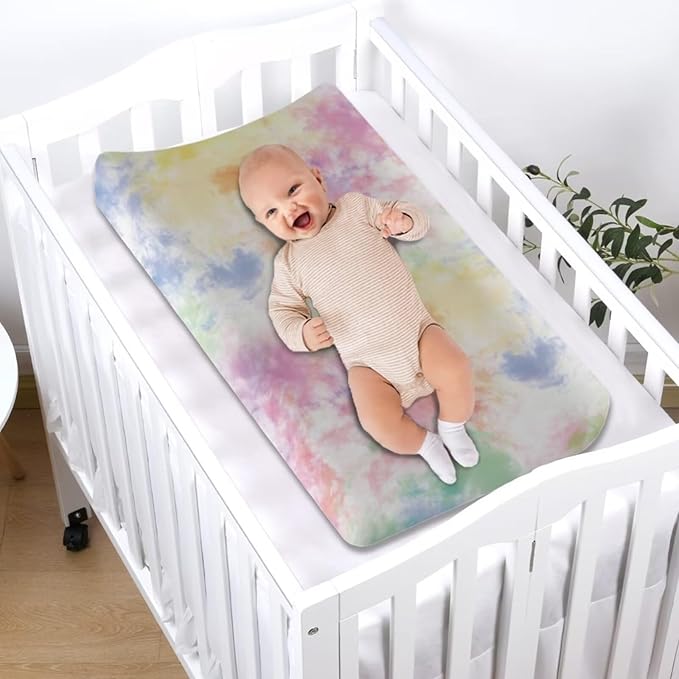 Stretchy Diaper Changing Table Cover, Snug and Soft Change Table Pad Covers Fit 16 * 32 Inches, Tie Dye