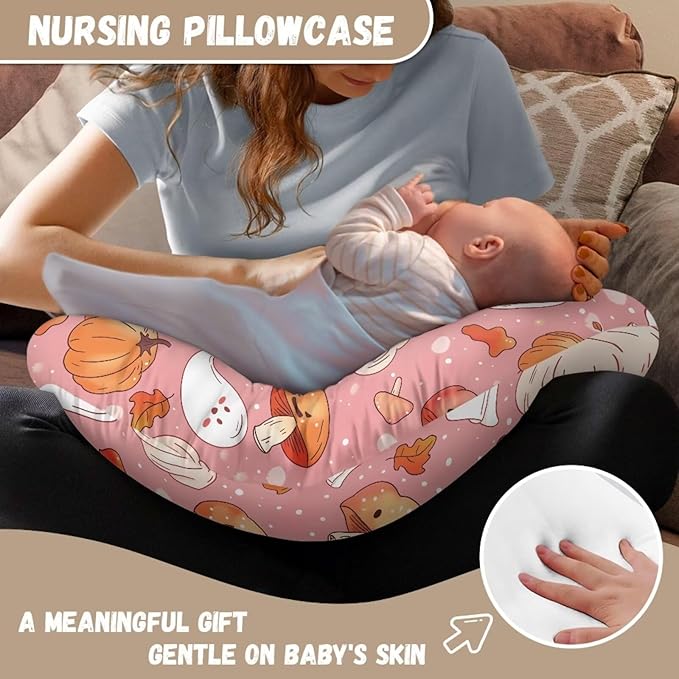 Happy Halloween Baby Nursing Pillow Cover Positioner Super Soft and Safe for Newborn Washable and Stretchy Pillow Cover with Hidden Zipper, 2 Packs