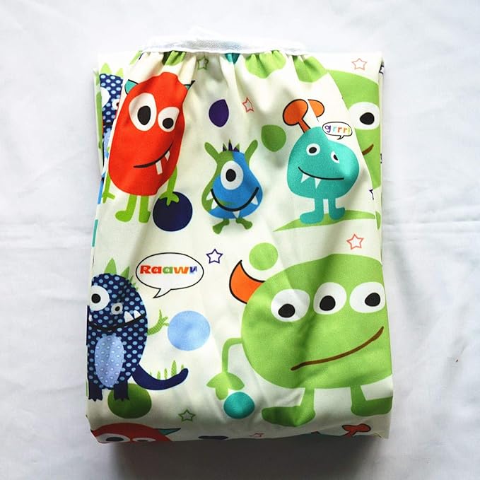 Pail Liner for Cloth Diapers Nappy Inserts Large Laundry Wet Bag Elastic Washable Reusable 27.6in x29.5in (Monster)