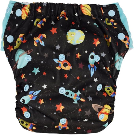 EcoAble Reusable Potty Training Diaper with Insert, Daytime Pull-on Cloth Training Pants for Toddlers and Big Kids (Size 2, Blast Off)