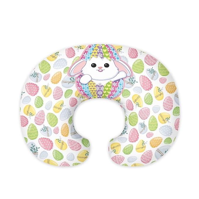 Colorful Rabbit Egg Nursing Pillow Support Cover with Hidden Zipper Washable Breastfeeding and Bottle Feeding Nursing Pillowcase for Nursery Room Car Easter Decor