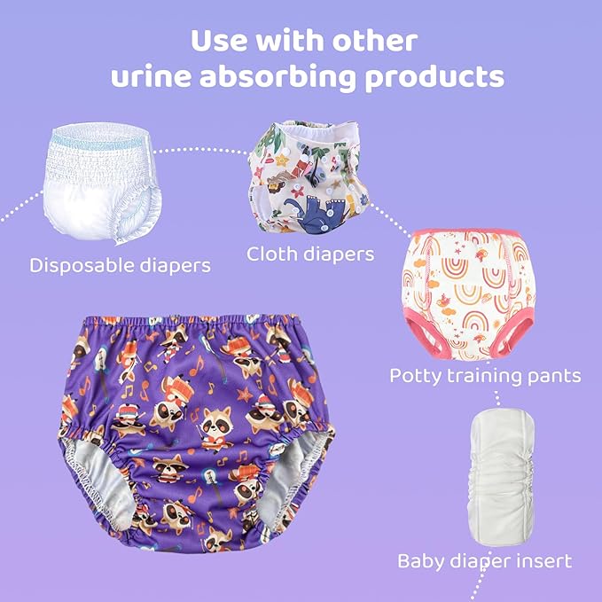 BISENKID 6 Packs Waterproof Plastic Training Pants for Toddlers Training Underwear Girls Good Elastic Plastic Underwear for Toddlers Girls 5t