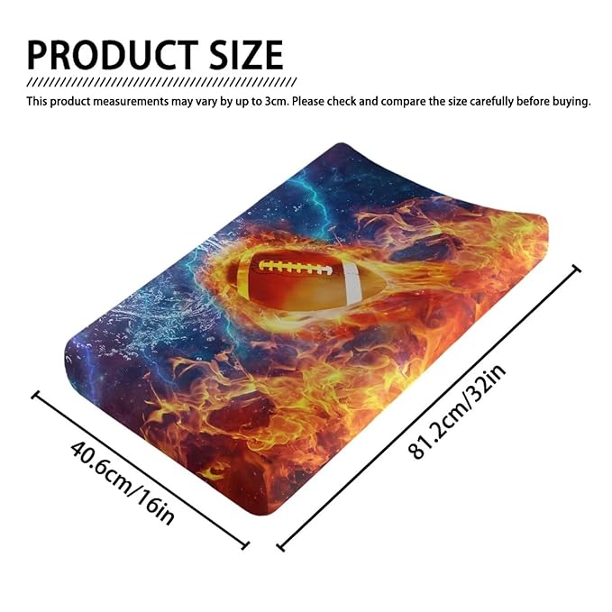 Rugby Football Changing Pad Cover for Baby Boys Removable Soft Newborn Infant Nursery Diaper Changing Mat Sheets Fit for 32"x16" Changing Table Pad Cover