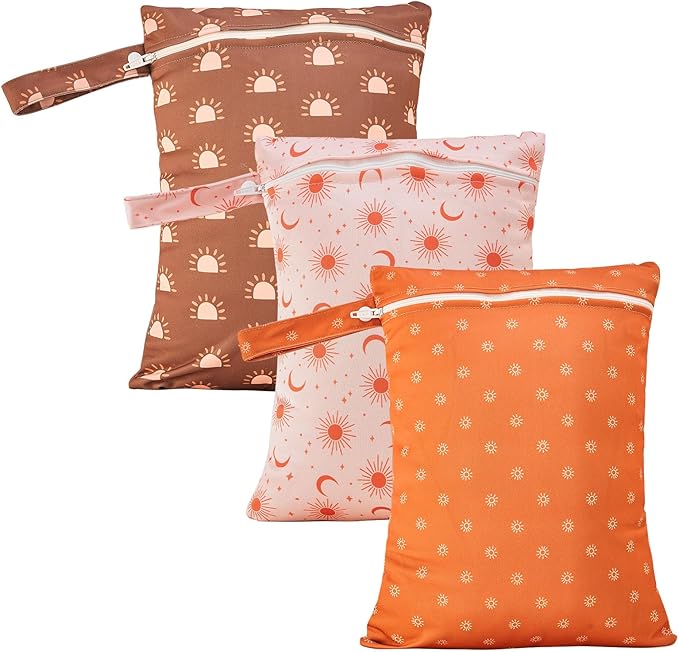 Happy Flute 3 Set Wet Bag Storage Bag Waterproof Washable Travel Bags, Beach, Pool, Gym Bag for Swimsuits & Wet Clothes for Baby(Sun)