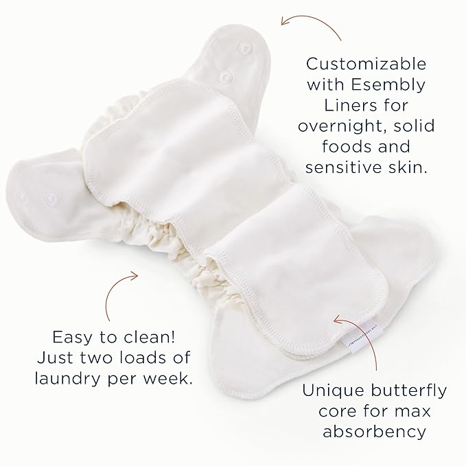 Esembly Ultimate Nighttime Diapering Bundle | Cloth Diaper Inners (3-Pack) and Overnighters (4-Pack)