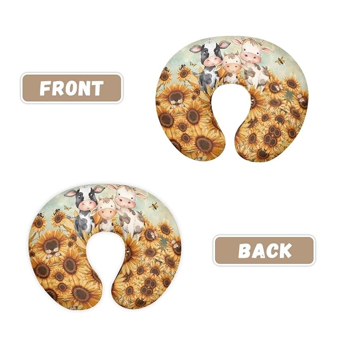 Cartoon Cow Sunflower Girls Boys Nursing Pillow Cover Breastfeeding Pillow Cover 3D Print Cute and Safety Baby Mom Essentials, 1 Pack