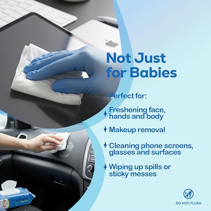 Dynarex Baby Wipes - Non-Alcohol Wipes for Babies with Lanolin & Aloe to Moisturize Skin - Soft Pack, Plastic Lid - Unscented - 5x7", 80 Wet Wipes per Pack, 24 per Case