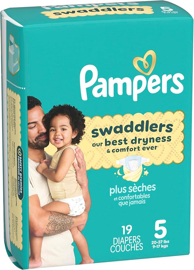 Pampers Baby Diapers - Swaddlers - Size 5, 19 Count, Ultra Absorbent Disposable Infant Diaper