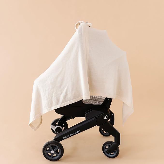 MakeMake Organics Knit Breathable Nursing Cover Up for Breastfeeding - Soft GOTS Certified Organic Cotton Breastfeeding Cover Up for Women - Privacy Feature, Vanilla