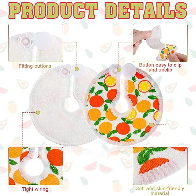 36 Pcs G Tube Button Covers Feeding Tube Pads Breast Nipple Soft Cotton Pads Reusable Button Washable Feeding Supplies for Kid Baby Breastfeeding Nursing Care, 6 Pattern