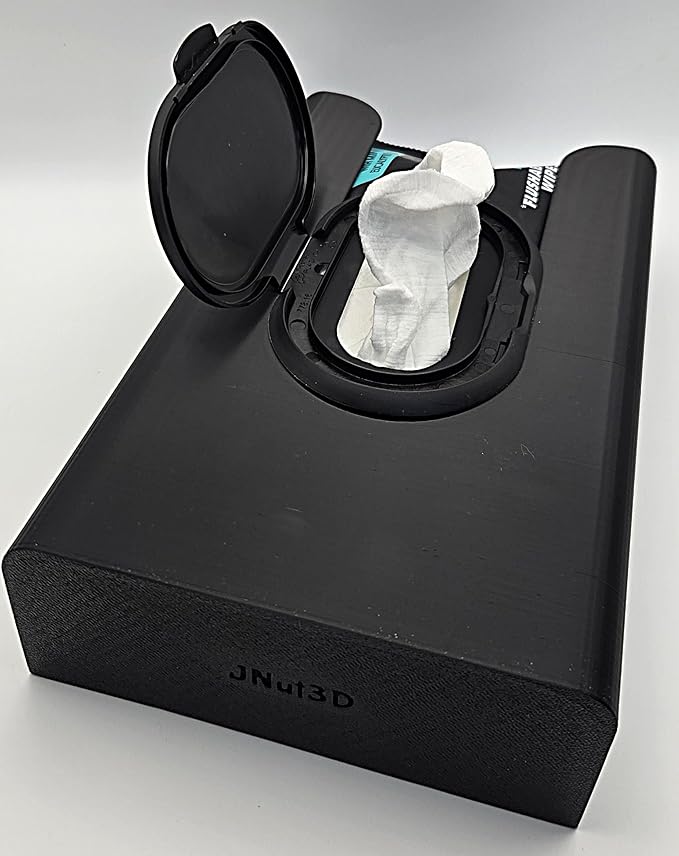 Bathroom Wipes Dispenser - New and Improved Version Holds Packaging for Easy Wipe Access. Wall Mountable - Includes mounting Tape. DWD-Bk