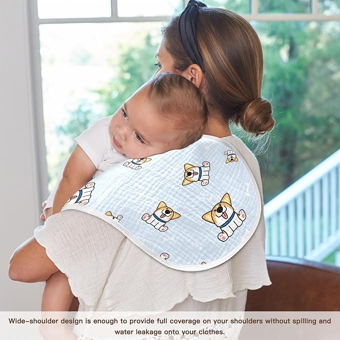 vvfelixl Welsh Corgi Puppy Bones Burp Cloths for Baby Boy Girls Baby Washcloths Burp Rags 1 Pack