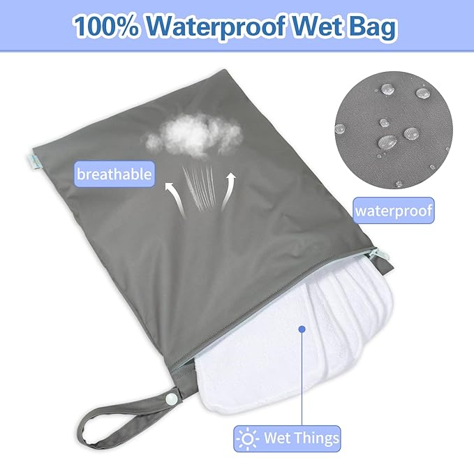 babygoal Waterproof Wet Dry Bag for Swimsuit, Reusable Bag for Travel, Food Storage, Stroller, Daycare, Baby Diapers, Yoga, Beach, Pool, Wet Clothes-Purple