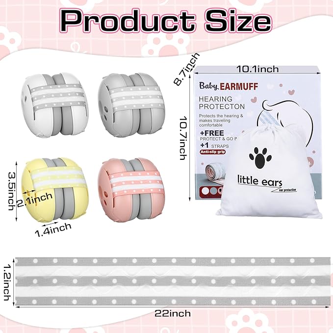 Copkim 4 Pack Baby Ear Protection for Babies and Toddlers up to 36 Months Infant Noise Cancelling Headphones Ear Muffs Against Hearing Damage Improves Sleep Travel Baby Bags