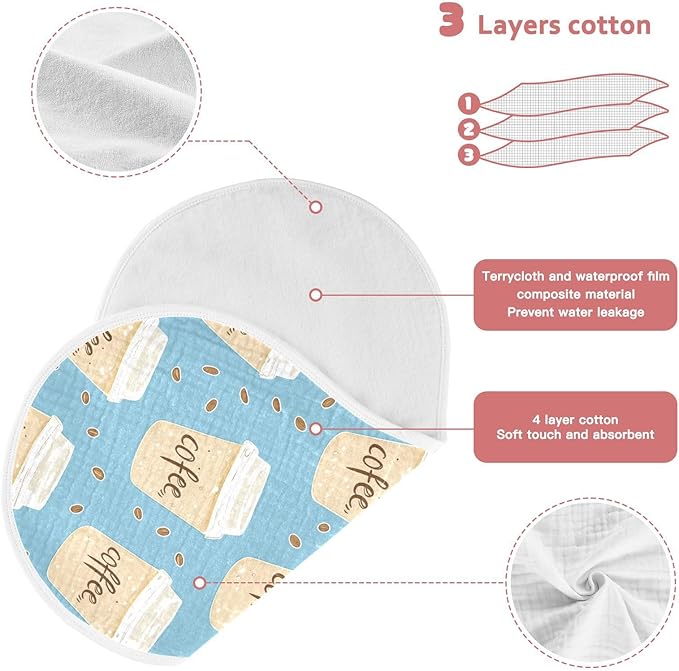 vvfelixl Baby Burp Cloths Coffee Cup Baby Newborn Cotton Burping Cloths Set Babys Washcloths 4 Pack