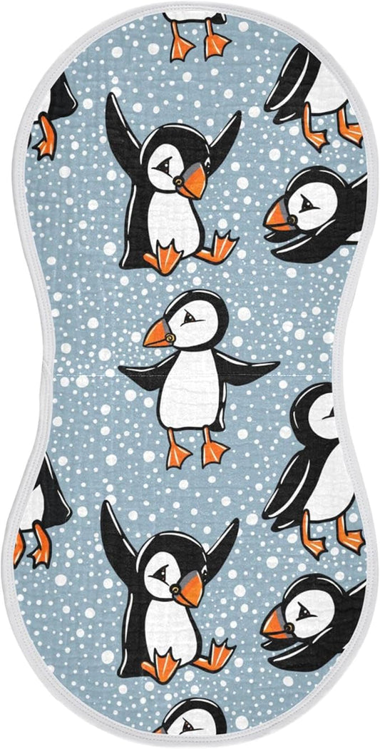Winter Bird Puffin Burp Cloths Baby Boys Girls Absorbent Soft Cotton Burping Cloths Rags 1 Pack