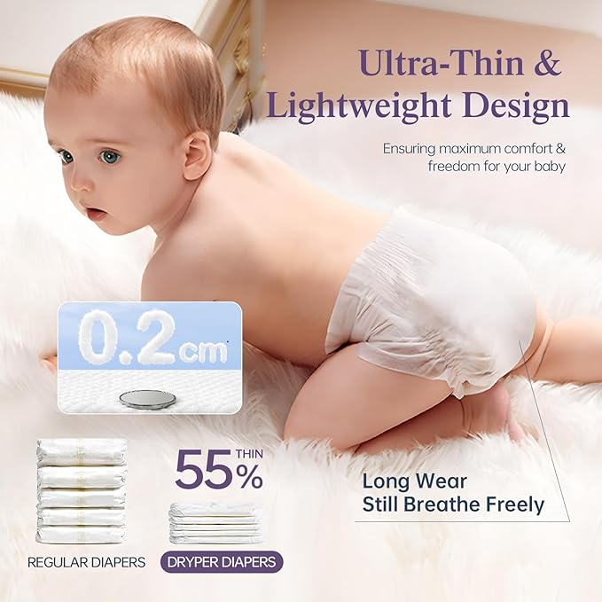Baby Diapers, DRYPER Disposable Diaper, Size 6 Diapers (35+ lbs), 3D Leak Guards & Wetness Indicator, Ultra-Soft & Thin, Fast Water Absorption Nappies, 108 Count