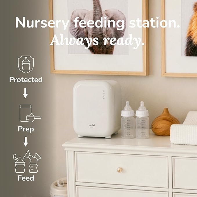 WABI UV LED 3-in-1 Sanitizer & Dryer MINI Box | Disinfect, Dry, & Store Everyday Items, Baby Feeding Gear, and Electronics | Touch Control, LED (No Mercury) | Smart Storage Mode | Fits 4-6 Baby Bottle