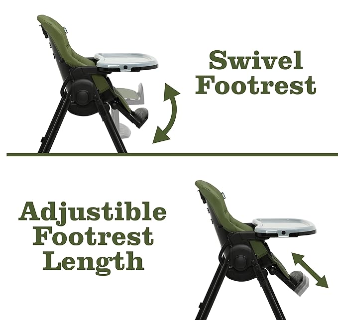 Jeep by Delta Children Classic Convertible 2-in-1 High Chair for Babies and Toddlers with Adjustable Height, Recline & Footrest - Dishwasher Safe Meal Tray, Olive Green