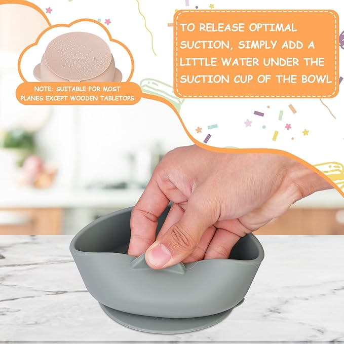 6 Pack 304 Stainless Steel Baby Bowls with Removable, Silicone Bowl, Suction Bowls for Baby, Scald-Resistant Food Containers, for Kids, Babies Food Feeding
