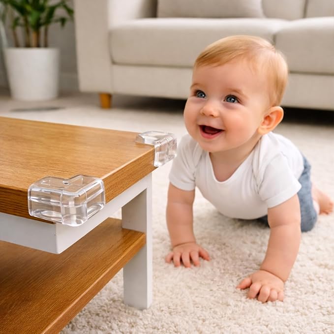 Corner Protector Baby – MOYONTE 16 Pack Clear Air Cushion Baby Proof Corners and Edges, Soft Furniture Table Corner Protectors with Strong Adhesive, Non-Toxic Safety Corner Protectors for Child Safety
