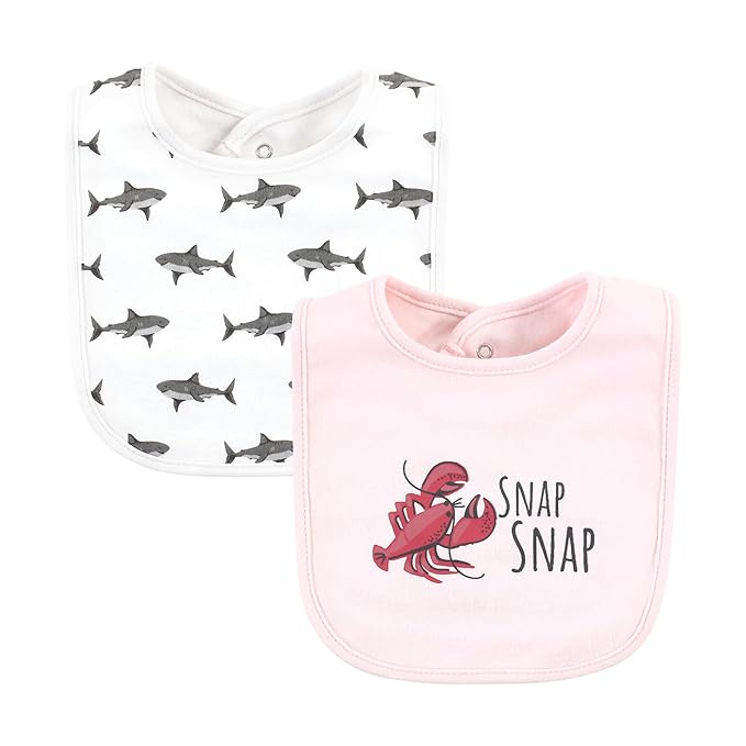 Hudson Baby Unisex Baby Cotton Bibs, Girl Whale Shark, One Size