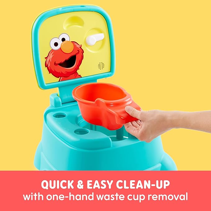 Sesame Street Elmo Hooray 3-in-1 Potty Training Toilet Seat and Step Stool, Easy to Clean Design with Flush Handle and Sounds, Portable and Great for Travel, Perfect for Toddler Boys and Girls 1-3