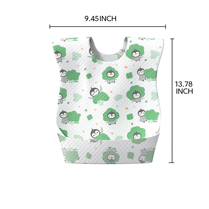 Disposable Feeding Bibs, 24 Individual Pack for Baby & Kids -Adjustable Adhesive Tabs, 13.78’’x 9.45’’ Toddler Bibs for Eating (【24pcs】 Oliver & Mango)