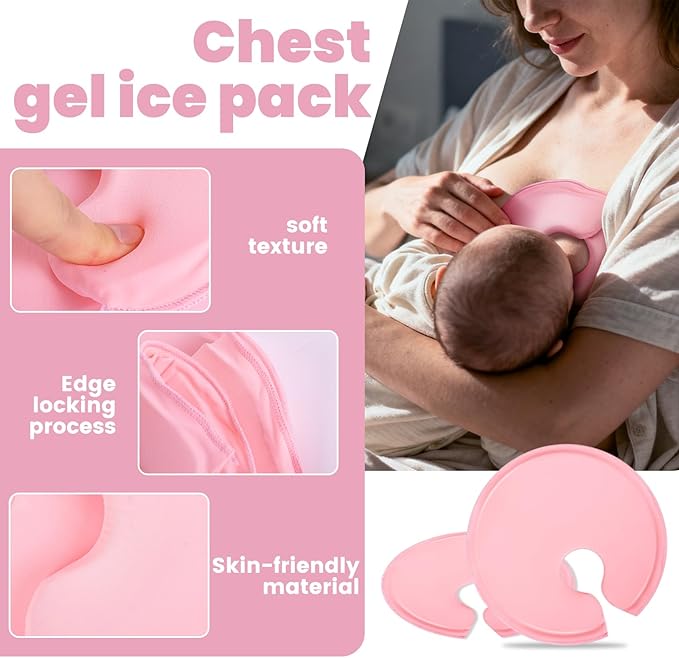 Breast Cold Packs, Ice Packs for Boobs, 2XL Breast Gel Packs - Hot & Cold Compress for Breastfeeding Comfort & Post-Surgery Recovery - Soothe Engorgement, Swelling, Pain - Extra Large, Soft（2PCS）