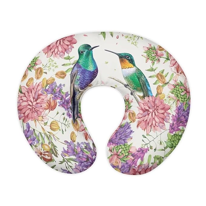 Hummingbird Flower Nursing Pillow Cover Skin-Friendly Durable Breastfeeding Pillows Cover with Hidden Zipper Easy to Put On & Remove Feeding Pillow Case for Home Sofa Decor