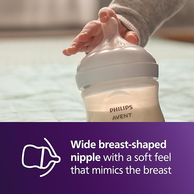 Philips Avent Natural Response Baby Gift Set - 3X 4oz Bottles with Slow Flow Nipple (Level 2), 2X 9oz Bottles with Medium Flow Nipple (Level 3), 2 Extra Nipples, 2X Soothie Pacifiers 0-3m, SCD838/02