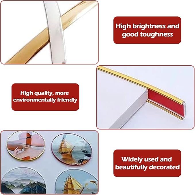 U-Shape Edge Banding, 16.4FT Veneer Edge Banding, PVC Self Adhesiv Furniture Corner Edge Strip Countertop Table Cabinets Chairs Shelves Restoration, 25MM, Gold