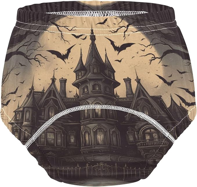 Little Boys Potty Training Toilet Pants Absorb Water Sleep Underwear for Toddler 2T Old Haunted Mansion Surrounded by Bats