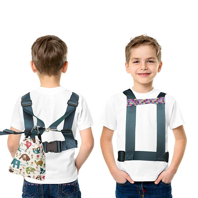 Safety Harness with Leash for Autism, Adjustable Walking Harness with Tether and Pouch, Prevent Autistic Special Needs ADHD Active Child Wandering and Eloping Outdoors, Child Elopement Leash