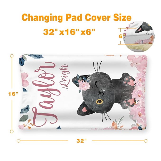 Custom Changing Pad Cover Set - Jersey Knit Comfy CozyUltra Soft Unisex Diaper Changing Table Covers with Personalized Name for Baby Boys Girls - Waterproof Ultra Soft 4 Pcs Set Style23