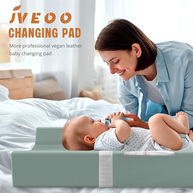 Vegan Leather Baby Changing Pad, Waterproof & Wipeable Soft Diaper Changing Mat 32“ x 16.6" Comfortable Infant Changing Station for Dresser & Table