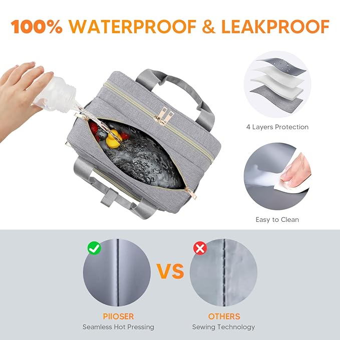 PIIOSER Breastmilk Cooler Travel Bag with Ice Pack, Compatible with Wearable Breast Pumps & Accessories - Portable Hands Free Breast Pump Carrying Case for Nursing & Working Moms, Grey